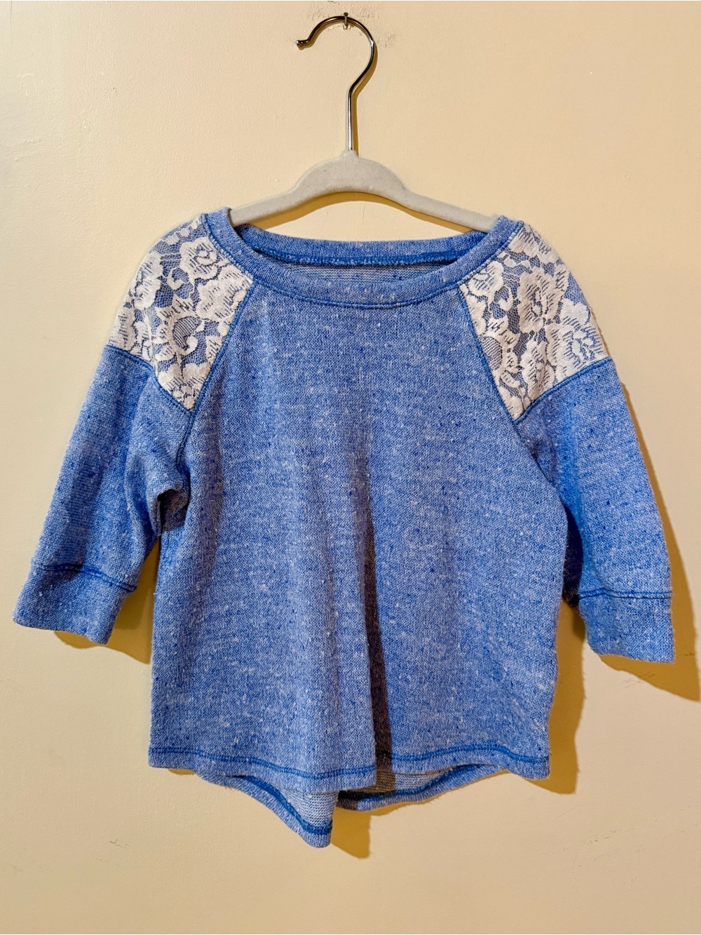 Justice | Girls’ Blue + White Lace Shoulder Sweater Top